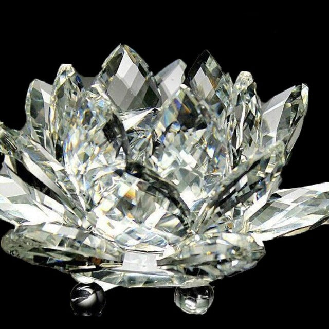 Adorno Fengshui de Cristal de Vidrio "Flor de cuarzo" - Sanación, Budismo, Meditación blanco