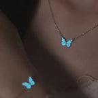 Conjunto de mariposa luminosa (collar + pulsera) + pendientes de regalo 