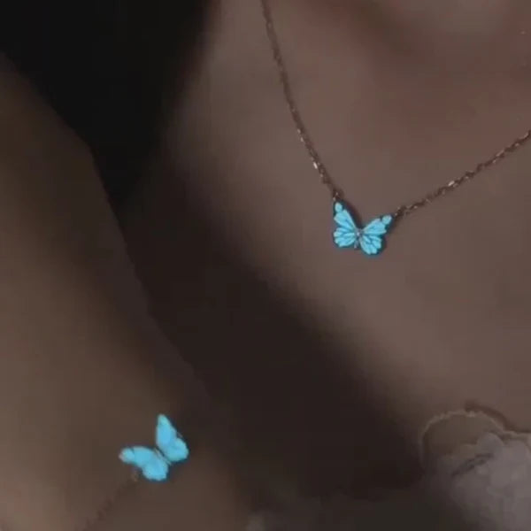 Conjunto de mariposa luminosa (collar + pulsera) + pendientes de regalo 