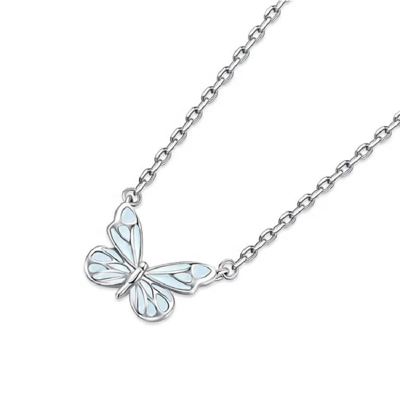 Conjunto de mariposa luminosa (collar + pulsera) + pendientes de regalo 