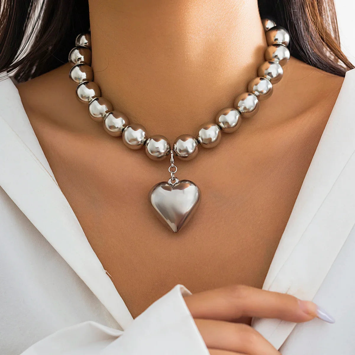 Colgante de Corazón para Mujer Collar de plata