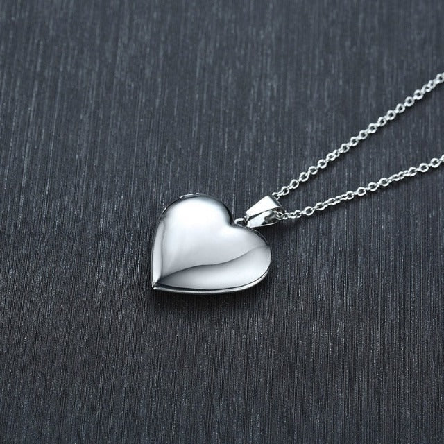 Colgante de Corazón Abatible para Foto en plata
