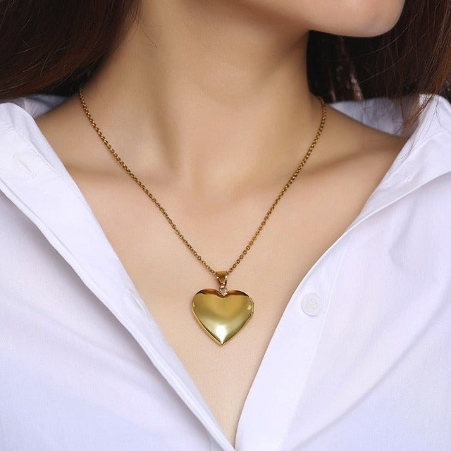 Colgante de Corazón Abatible para Foto en oro