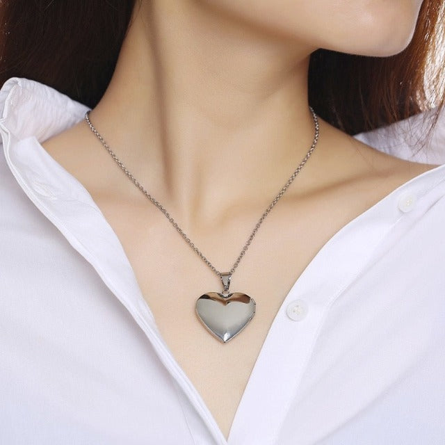 Colgante de Corazón Abatible para Foto en plata