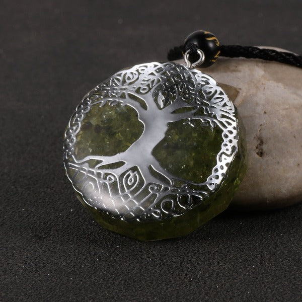 Colgante de Piedra Orgonita & Collar para Hombre y Mujer Protección Meditación árbol de la vida