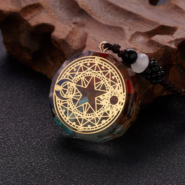 Colgante de Piedra Orgonita & Collar Hombre Mujer Protección & Meditación estrella