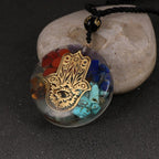 Colgante de Piedra Orgonita & Collar para Hombre y Mujer Protección Meditación mano de fatma
