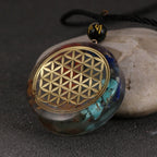 Colgante de Piedra Orgonita & Collar para Hombre y Mujer Protección Meditación flor de la vida mandala