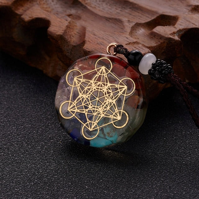 Colgante de Piedra Orgonita & Collar Hombre Mujer Protección & Meditación metatron