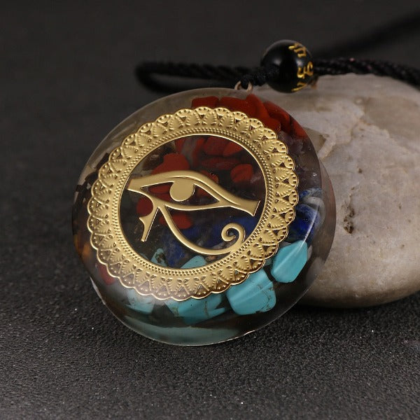 Colgante de Piedra Orgonita & Collar para Hombre y Mujer Protección Meditación ojo oudjat