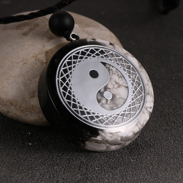 Colgante de Piedra Orgonita & Collar para Hombre y Mujer Protección Meditación yin yang