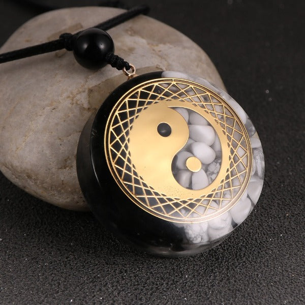 Colgante de Piedra Orgonita & Collar para Hombre y Mujer Protección Meditación yin yang