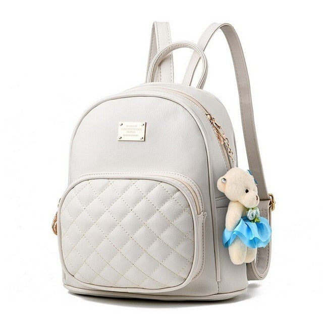 Pequeña Mochila de Cuero para Mujer Blanca