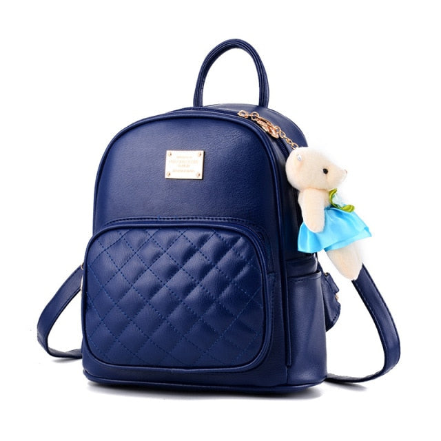 Pequeña Mochila de Cuero para Mujer Azul
