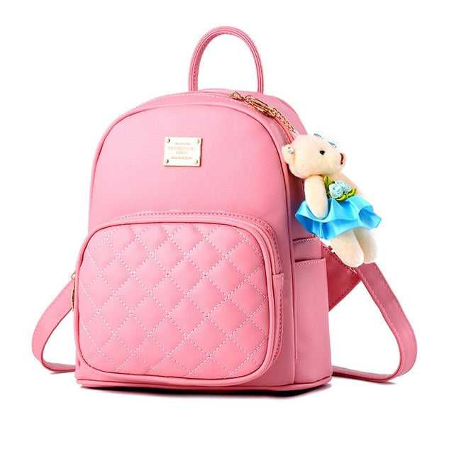 Pequeña Mochila de Cuero para Mujer en Rosa