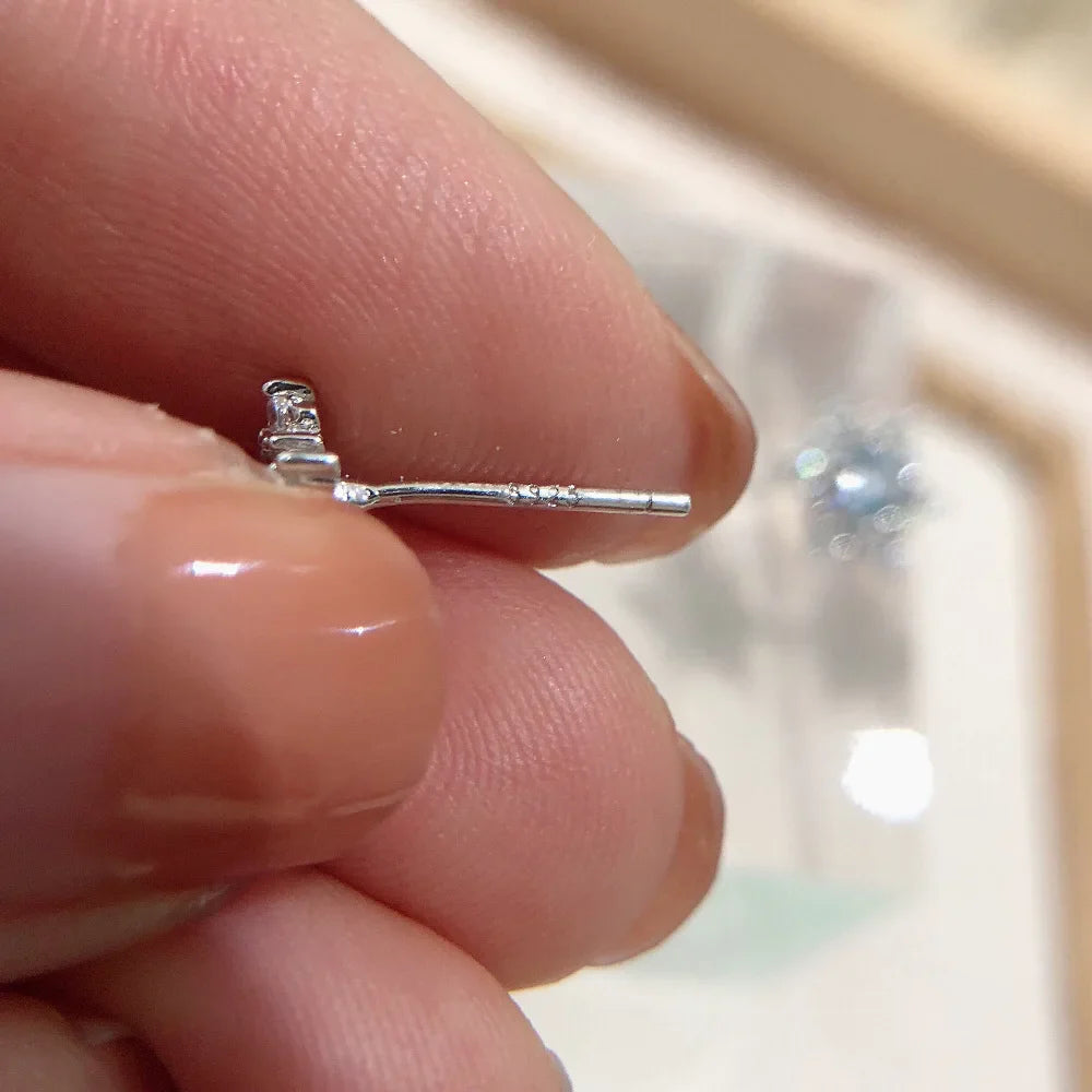 Pequeños Pendientes de Copo de Nieve de Plata para Mujer