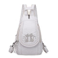 Mochila de cuero con diseño de gato para mujer, adorable y blanca