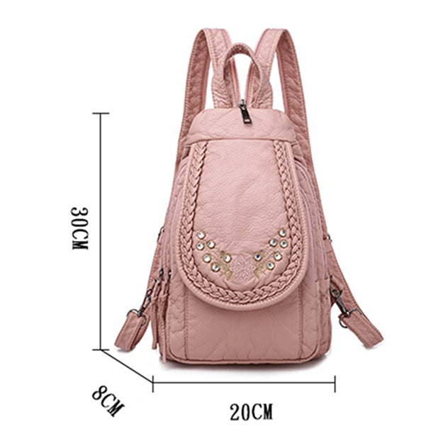 Mochila de Gato de Cuero para Mujer Lindo Blanco