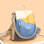 Bolso de cuero para mujer tricolor azul con bandolera