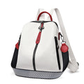 Mochila De Cuero Escolar Mujer Blanca