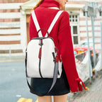 Mochila De Cuero Escolar Mujer Blanca