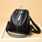 Mochila de Cuero Estilo Cartable para Mujer Negra