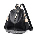 Mochila de Cuero Cartable Mujer Negro