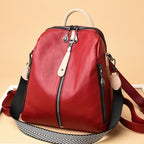 Mochila de Cuero Bolso Tipo Maletín para Mujer Roja