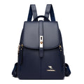 Mochila de Cuero Azul Marino para Mujer