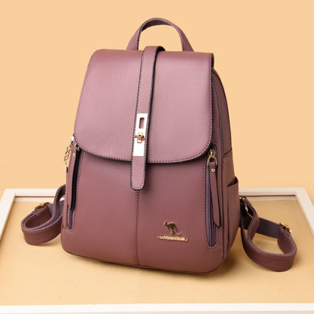 Mochila de Cuero para Mujer Lila - Violeta Claro