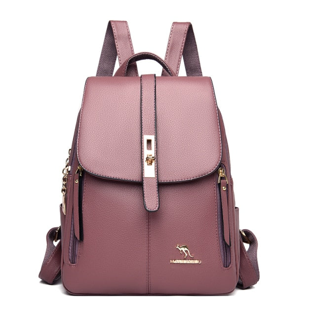 Mochila de Cuero para Mujer Lila - Violeta Claro
