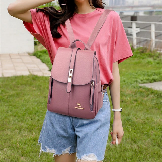 Mochila de Mujer de Cuero Lila - Violeta Claro