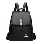 Mochila de Mujer de Cuero Negro
