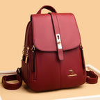 Mochila de piel roja para mujer