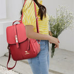 Mochila de Mujer de Cuero Rojo
