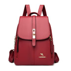 Mochila de Mujer de Cuero Rojo