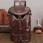 Mochila de cuero para hombre marrón de viaje