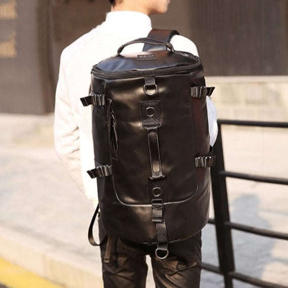 Mochila de Hombre de Cuero Negro