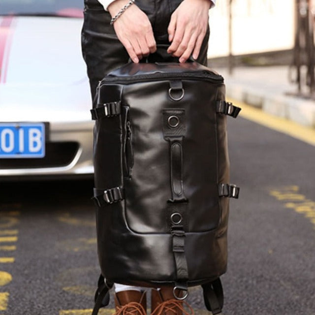 Mochila de Hombre de Cuero Negro