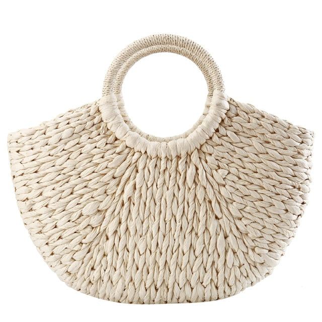 Bolso Tote de Ratán Crema