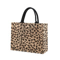 Bolso tote de tela con estampado de leopardo