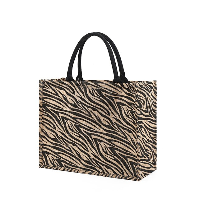 Bolso Tote de Lona con Estampado de Cebra