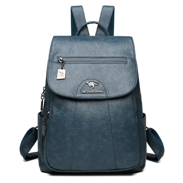Bolso tipo cartero de cuero para mujer en azul grisáceo