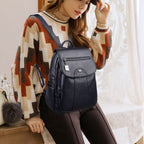 Bolso Mochila de Cuero Mujer Negro