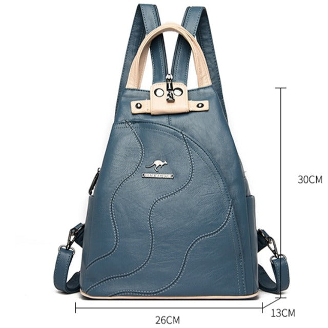 Bolso Bandolera de Cuero para Mujer Azul Gris