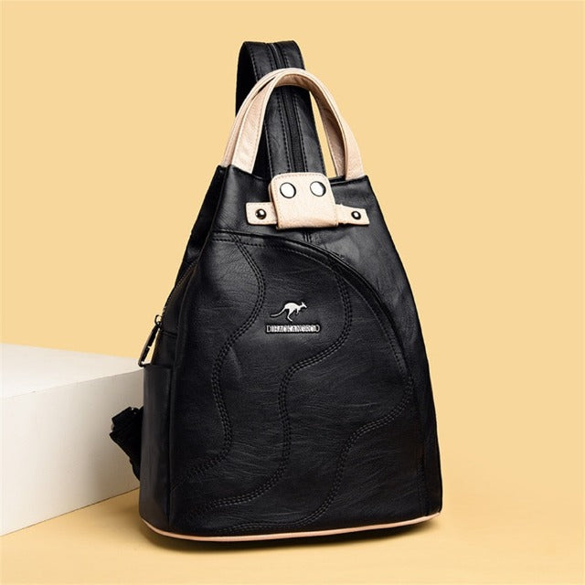 Bolso de Cuero con Bandolera para Mujer en Negro