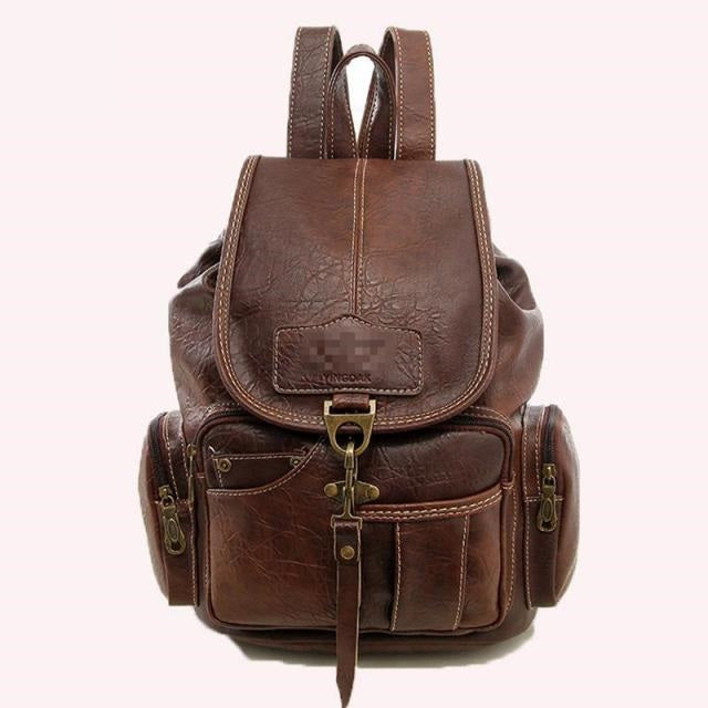 Mochila Vintage de Cuero Marrón