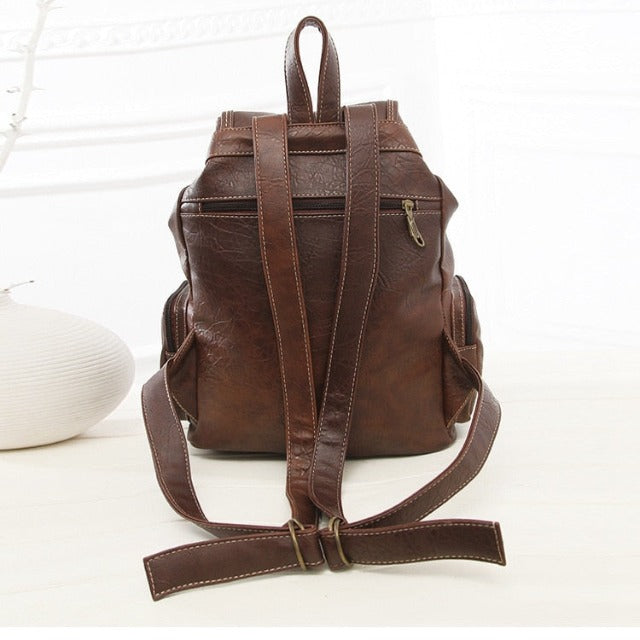 Mochila Vintage de Cuero Marrón