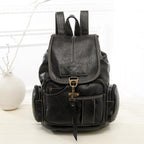 Mochila Vintage de Cuero Mochila Cartable Negro