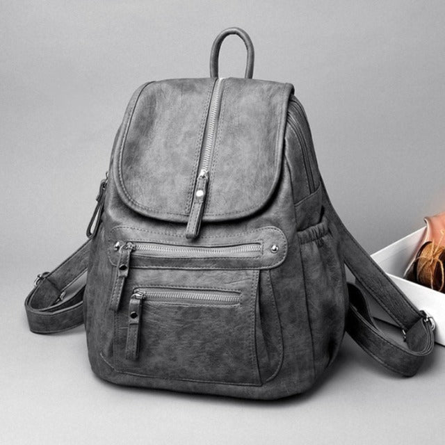 Bolso de cuero para mujer gris